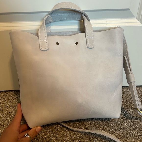 🦄 Portland Leather beluga white mini crossbody Tote Bag - Picture 3 of 4
